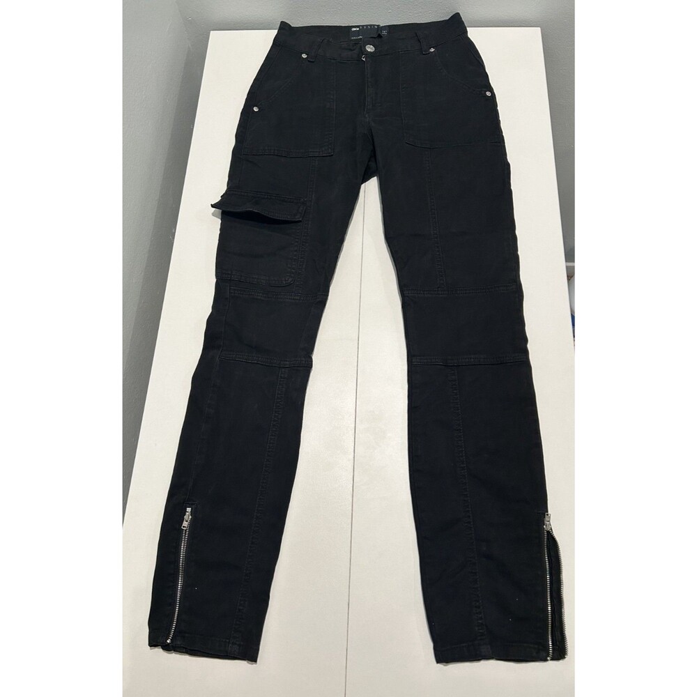 Black Ladies Cargo Combat Zipper Trousers Warm Slim Fit Sport Pant Size 4